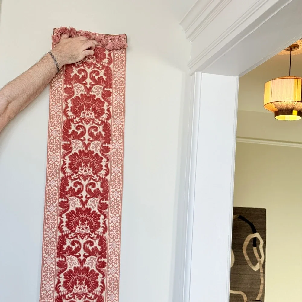 Long Pink‎ Floral Tapestry, Table Runner, Wall Hanging